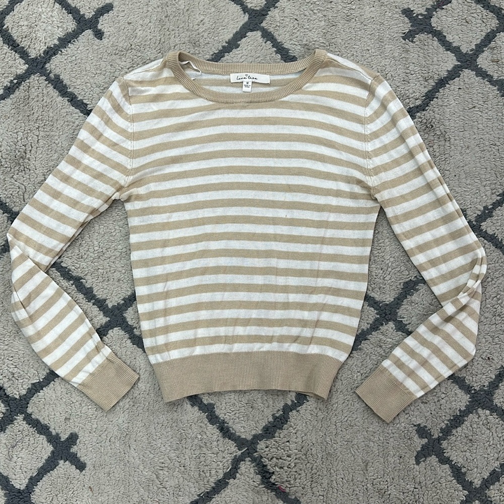 Love Tree - Tan and White Striped Sweater - Excellent condition